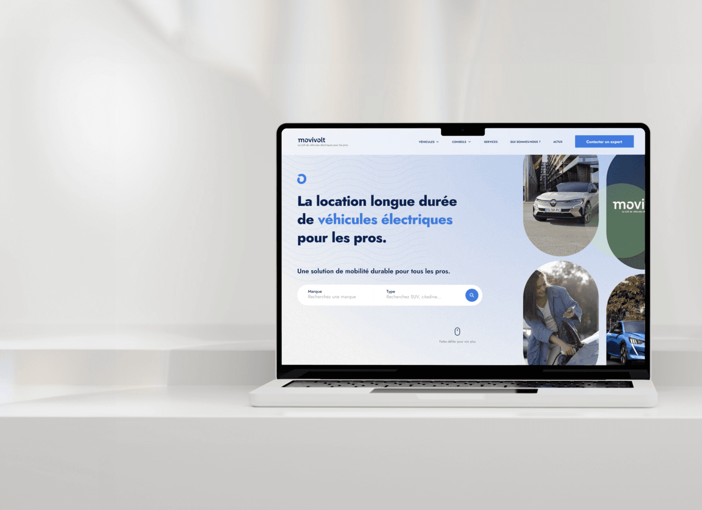 Movivolt - Header Movivolt website interface